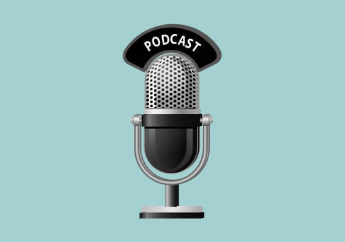 Podcast logo design with blue background